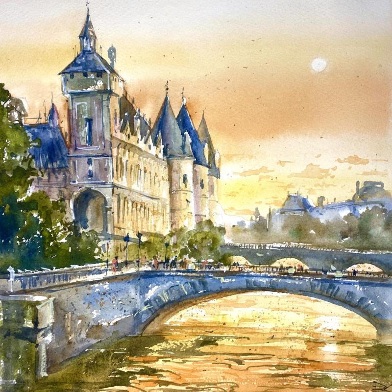 Painting Conciergerie castle by Volynskih Mariya  | Painting Figurative Watercolor Architecture, Landscapes, Urban