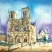Gemälde Notre Dame de Paris von Volynskih Mariya  | Gemälde Figurativ Landschaften Urban Architektur Aquarell