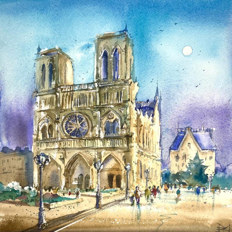 Painting Notre Dame de Paris by Volynskih Mariya  | Painting Figurative Watercolor Architecture, Landscapes, Urban