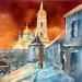 Painting Snow Tobolsk by Volynskih Mariya  | Painting Figurative Landscapes Urban Architecture Watercolor
