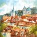 Gemälde Czech roofs von Volynskih Mariya  | Gemälde Figurativ Landschaften Urban Architektur Aquarell