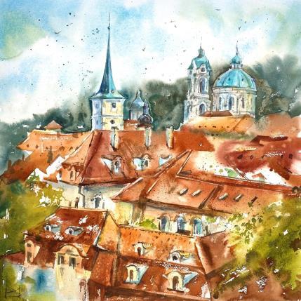 Painting Czech roofs by Volynskih Mariya  | Painting Figurative Watercolor Architecture, Landscapes, Urban