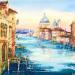 Peinture The sun of Venice par Volynskih Mariya  | Tableau Figuratif Urbain Marine Architecture Aquarelle