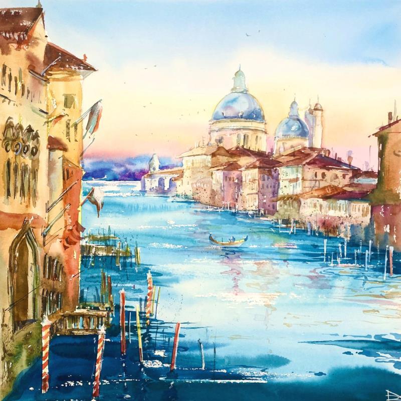 Gemälde The sun of Venice von Volynskih Mariya  | Gemälde Figurativ Aquarell Architektur, Marine, Urban