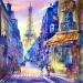 Painting Evening in Paris by Volynskih Mariya  | Painting Figurative Landscapes Urban Architecture Watercolor