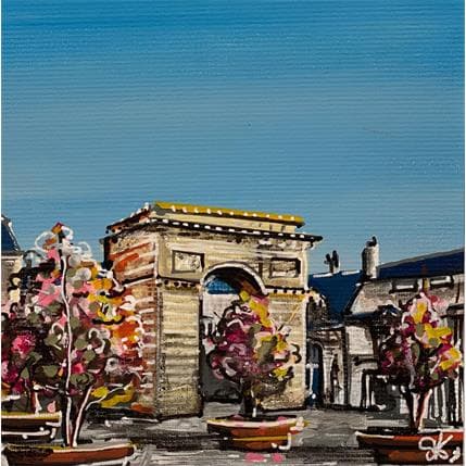 Peinture L'arc de triomphe dijonnais  par Sophie-Kim Touras | Tableau Figuratif Mixte Paysages, scènes de vie, Vues urbaines