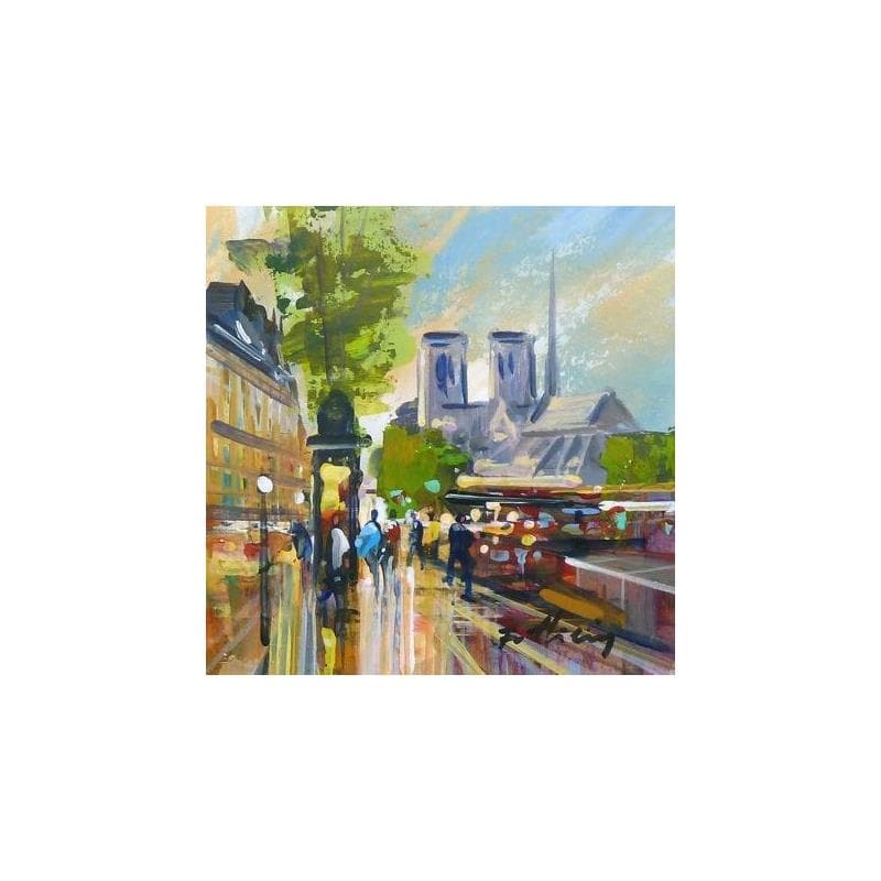 Peinture Notre-Dame, quai de Seine par Frédéric Thiery | Tableau Figuratif Acrylique Vues urbaines