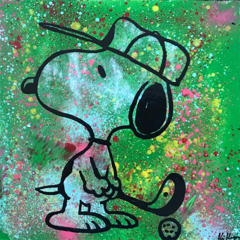 Peinture Snoopy golf par Kikayou | Tableau Pop-art Icones Pop Graffiti