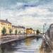Painting Troyes 83 bords de seine by Hoffmann Elisabeth | Painting Figurative Urban Watercolor