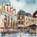 Painting Troyes 91 centre ville by Hoffmann Elisabeth | Painting Figurative Watercolor Urban