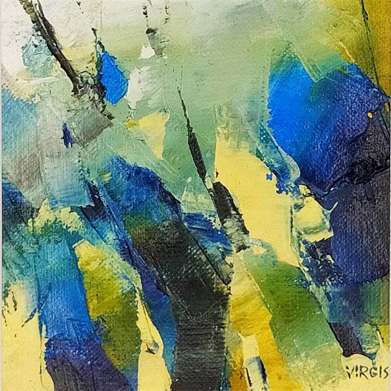 Painting BLUE SUN by Virgis | Painting Abstract Oil Minimalist