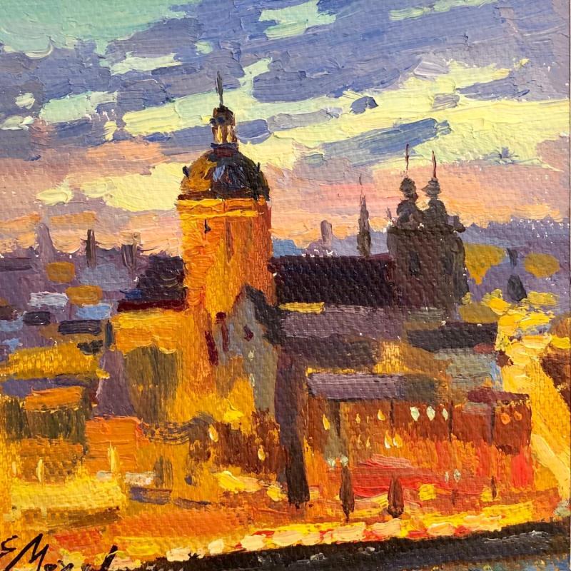 Gemälde Amsterdam at Sunset von Mekhova Evgeniia | Gemälde Naive Kunst Öl