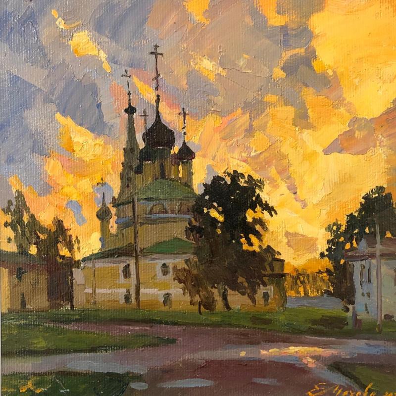 Peinture Church at sunset par Mekhova Evgeniia | Tableau Huile