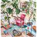 Gemälde Le fauteuil rose du salon  von Bertre Flandrin Marie-Liesse | Gemälde Figurativ Alltagsszenen Acryl
