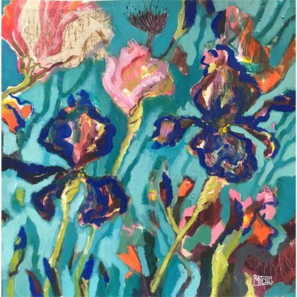 Peinture La danse des iris bleus  par Bertre Flandrin Marie-Liesse | Tableau Figuratif Acrylique Paysages