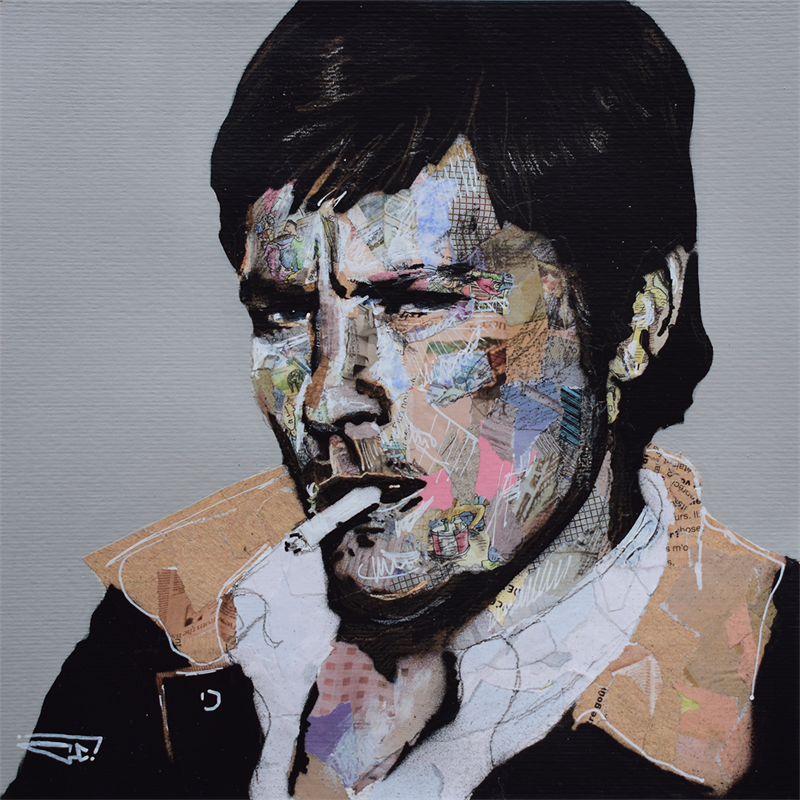 Painting Alain Delon by G. Carta | Painting Pop-art Acrylic, Gluing, Graffiti Pop icons