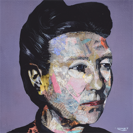 Peinture Simone de Beauvoir par G. Carta | Tableau Pop-art Acrylique, Collage, Graffiti Icones Pop