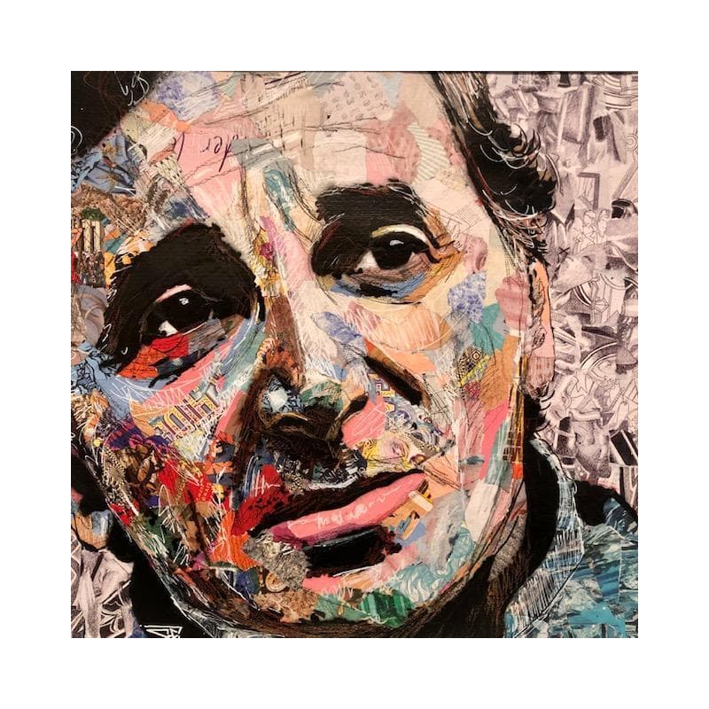 Painting Charles Aznavour by G. Carta | Painting Pop-art Acrylic, Gluing, Graffiti Pop icons