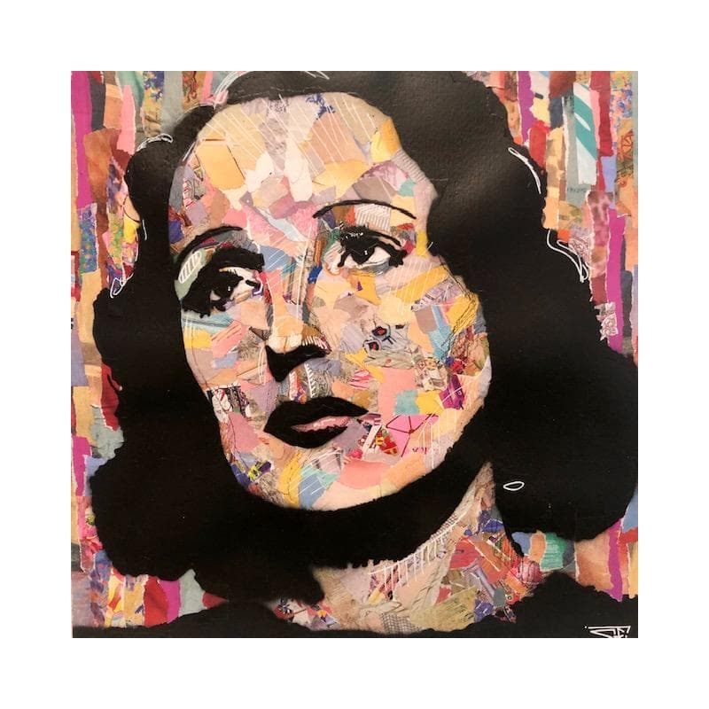 Peinture Edith Piaf par G. Carta | Tableau Graffiti Acrylique Collage