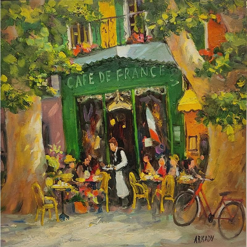 Painting Café de France by Arkady | Painting Figurative Oil Urban