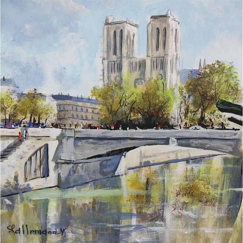Peinture Notre Dame de Paris par Lallemand Yves | Tableau Figuratif Urbain Acrylique