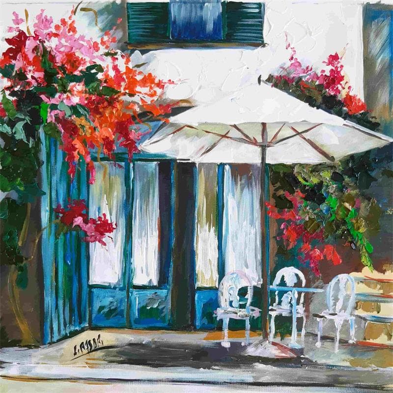 Painting CADAQUES AU BOUGAINVILLIER by Laura Rose | Painting Figurative Landscapes Oil