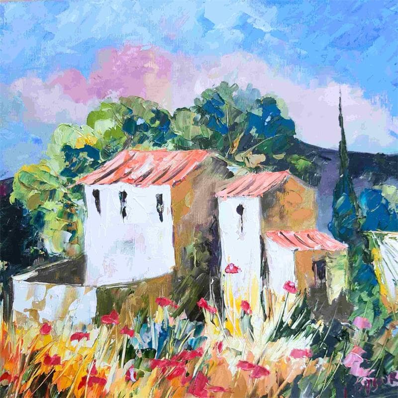 Painting HAMEAU COLOMBIER by Laura Rose | Painting Figurative Landscapes Urban Oil