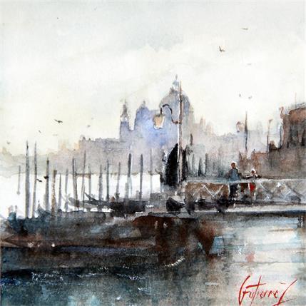 Painting Soir à Venise by Gutierrez | Painting Figurative Watercolor Landscapes