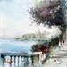 Painting Le lac de Côme by Gutierrez | Painting Figurative Landscapes Urban Watercolor