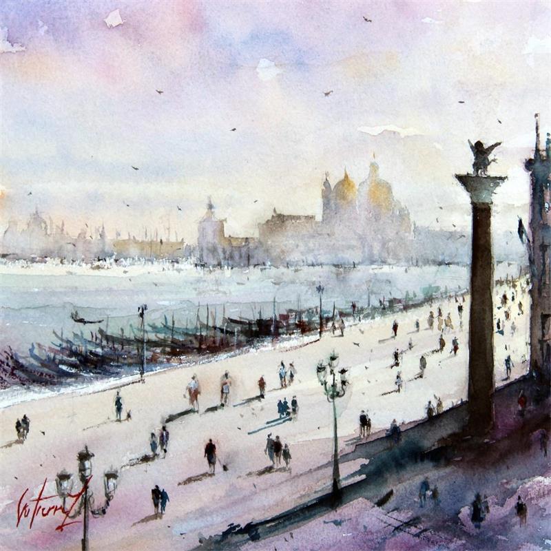 Painting Vue sur le quai des Esclavons by Gutierrez | Painting Impressionism Watercolor Landscapes, Pop icons, Urban