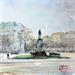 Painting Place Vauban - Paris by Gutierrez | Painting Figurative Landscapes Urban Watercolor