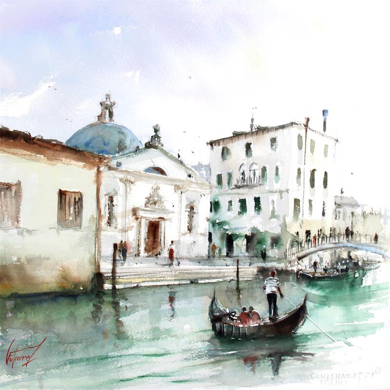 Peinture Les canaux à Venise par Gutierrez | Tableau Impressionnisme Aquarelle Urbain