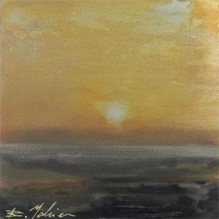 Painting Coucher de soleil sur l'étang de Thau by Mahieu Bertrand | Painting Raw art Mixed Marine