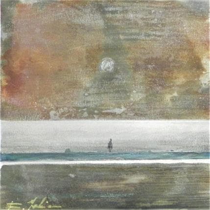 Painting Effet de lune aux étangs by Mahieu Bertrand | Painting Raw art Mixed Marine