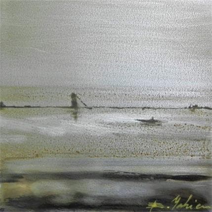 Painting Barque sur les salins by Mahieu Bertrand | Painting Raw art Mixed Marine