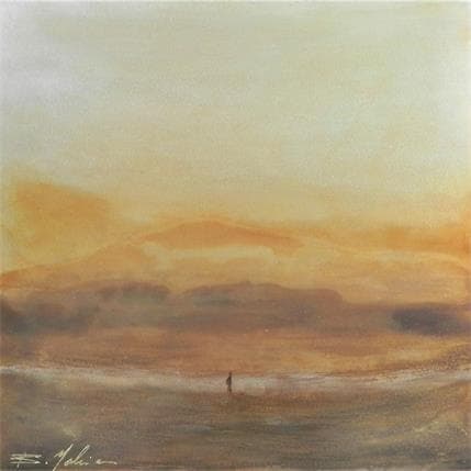 Painting Coucher de soleil en Lozère by Mahieu Bertrand | Painting Raw art Mixed Landscapes