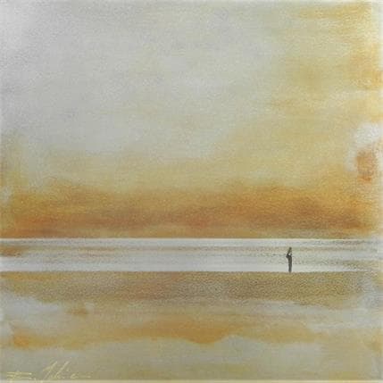Painting Coucher de soleil aux étangs by Mahieu Bertrand | Painting Raw art Mixed Marine