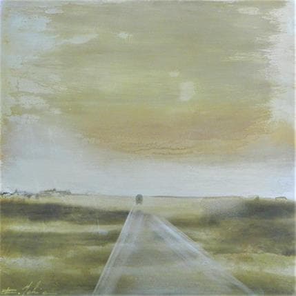 Painting Route sur le Larzac by Mahieu Bertrand | Painting Raw art Mixed Landscapes