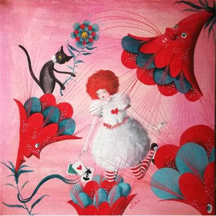 Painting Alice parla coi fiori e sceglie una carta by Nai | Painting Illustrative Mixed Pop icons