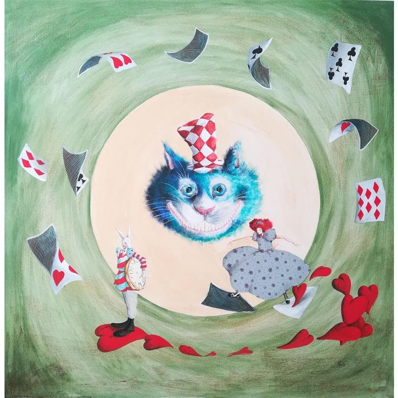Peinture Alice vers les rêves par Nai | Tableau Surréalisme Acrylique animaux