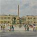 Gemälde Paris, place de la Concorde et la Madeleine von Decoudun Jean charles | Gemälde Figurativ Landschaften Urban Alltagsszenen Aquarell