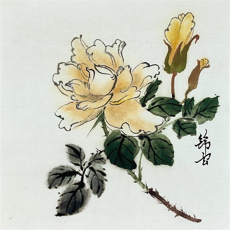 Peinture Rose Blanche par Tayun | Tableau Figuratif Natures mortes Encre