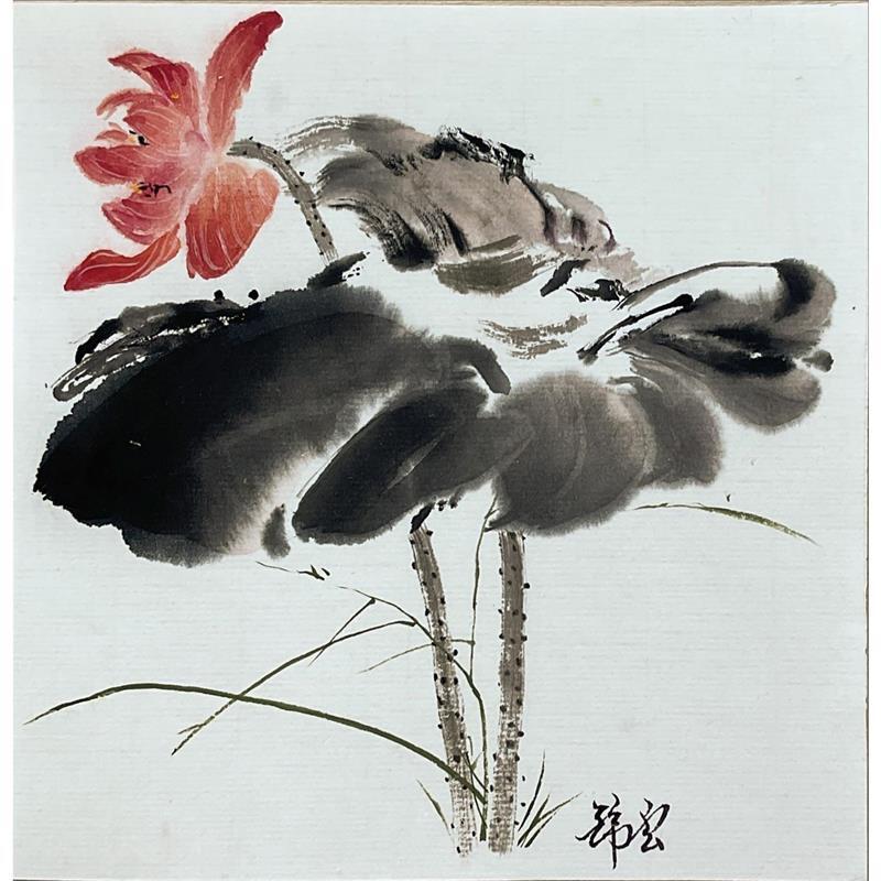 Peinture Lotus par Tayun | Tableau Figuratif Encre Nature