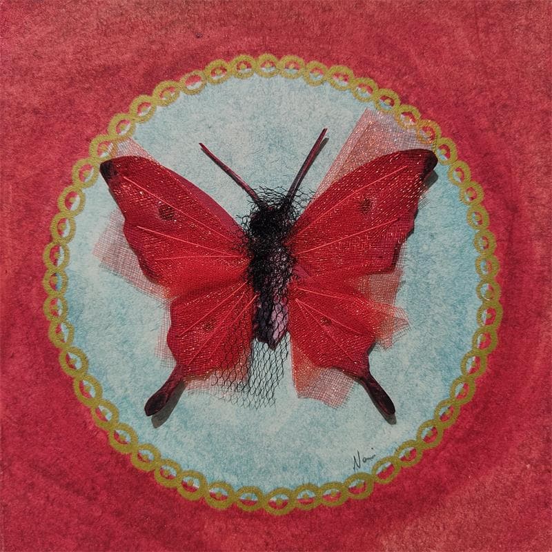 Peinture Papillon red passion par Nai | Tableau Art naïf Acrylique Animaux