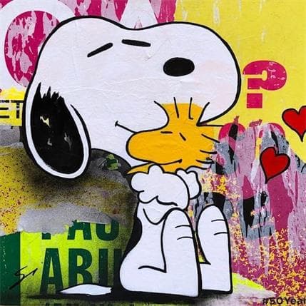Painting snoopy loves U by Mestres Sergi | Painting Pop art Acrylic, Mixed Pop icons, Urban
