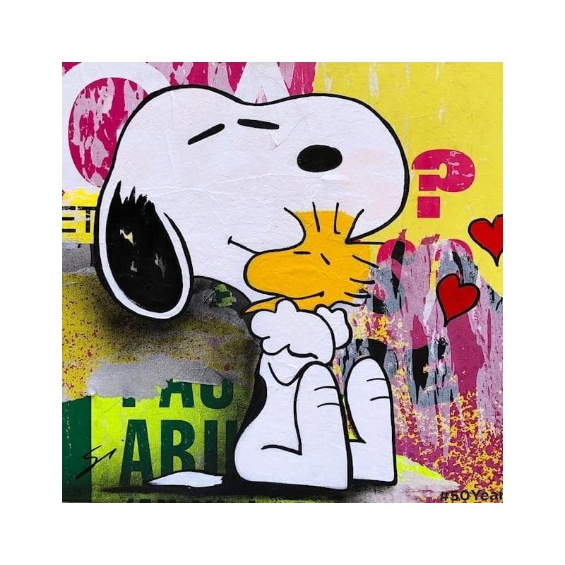 Painting snoopy loves U by Mestres Sergi | Painting Pop-art Acrylic, Graffiti Pop icons, Urban