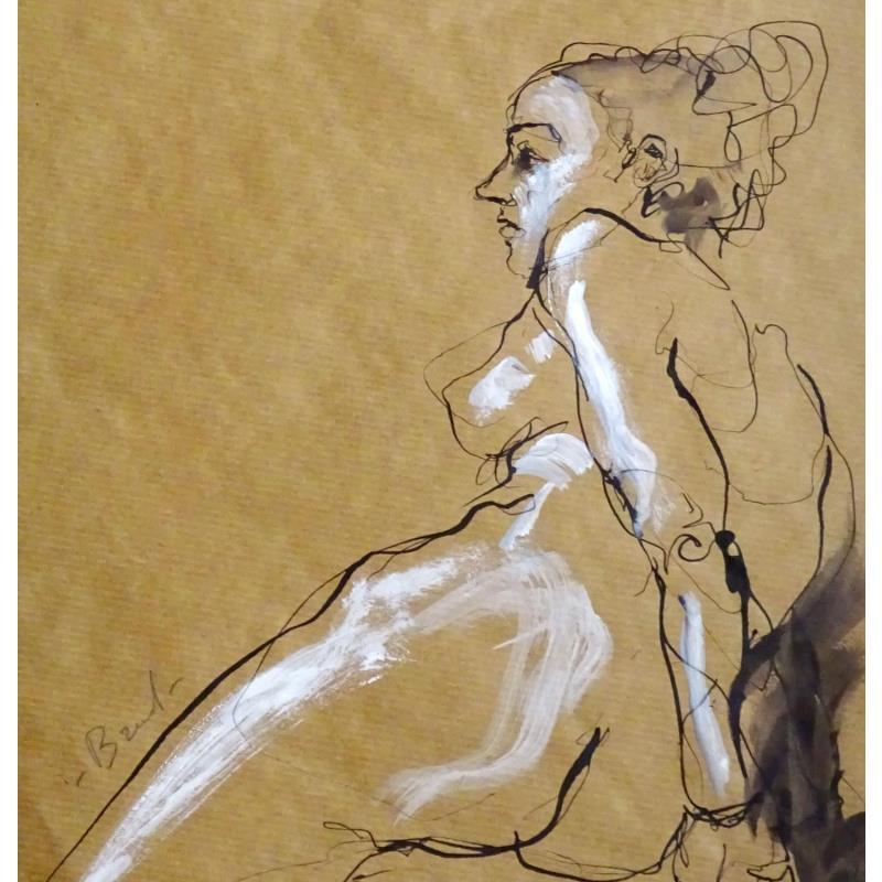 Painting Marine noir et blanc by Brunel Sébastien | Painting Figurative Nude Watercolor