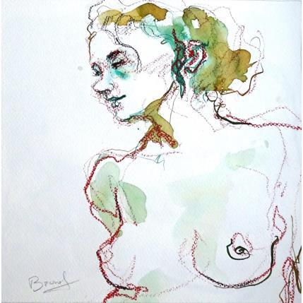 Peinture Anaïs de profil par Brunel Sébastien | Tableau Figuratif Aquarelle nu