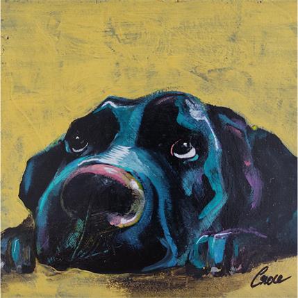 Painting Chien-sage by Croce | Painting Figurative Acrylic, Cardboard Animals