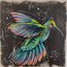 Painting Colibri de nuit by Croce | Painting Figurative Animals Cardboard Acrylic